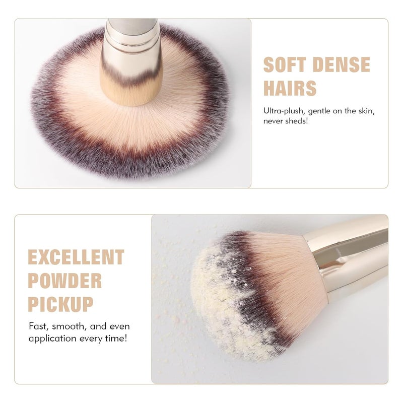 dpolla Dual-Ended Foundation Brush: Round & Angled Pro-Grade makeup brushes, 100% Vegan Synthetic Makeup Brush for Flawless Blending and Application of Liquid, Powder, Cream, Blush (Big Dual-Ended) - Image 5